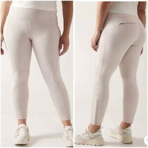 Athleta Sz 3X Delancey Textured Moto Tight in Herringbone Cream